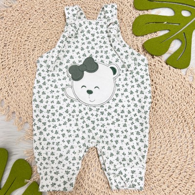  Jardineira Nózinho - Ursinha com Laço - Verde Militar